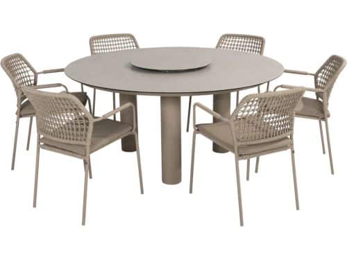 Barista Donato dining tuinset 160xH75 cm 7 delig keramiek latte