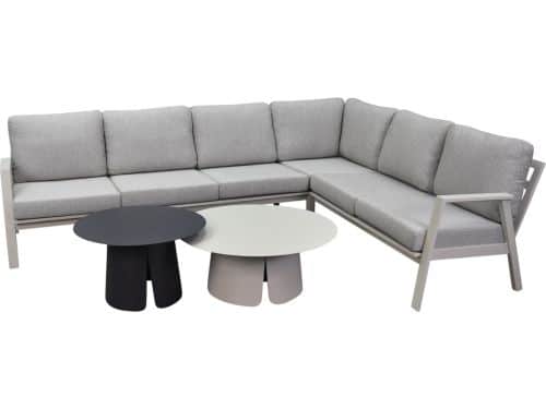 Barolo hoek loungeset 5 delig aluminium latte zand