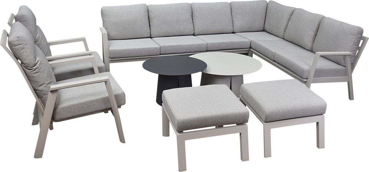 barolo hoek loungeset 9 delig verstelbaar aluminium latte zand