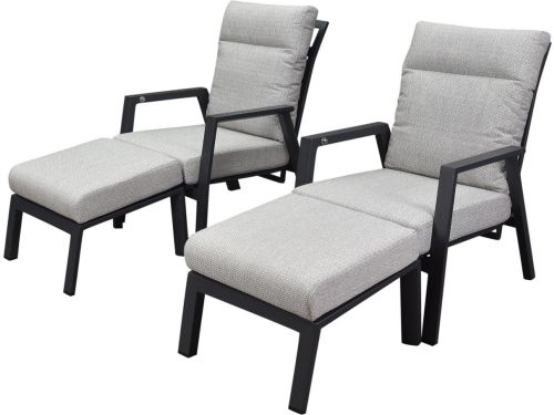 Barolo lounge balkonset 4 delig verstelbaar antraciet aluminium