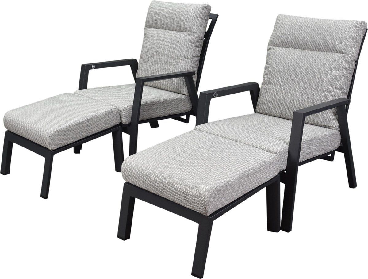 barolo lounge balkonset 4 delig verstelbaar antraciet aluminium