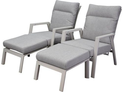 Barolo lounge balkonset 4 delig verstelbaar latte zand aluminium