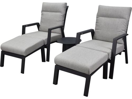 Barolo lounge balkonset 5 delig verstelbaar antraciet aluminium