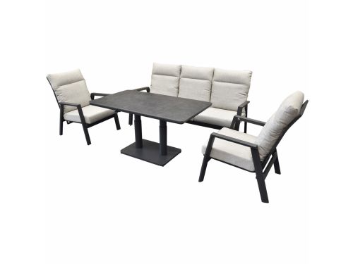 Barolo Pacific stoel bank dining loungeset 4 delig verstelbaar antraciet