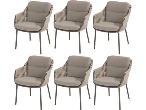 Barolo Pacific stoel bank dining loungeset 4 delig verstelbaar latte