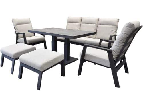 Barolo Pacific stoel bank dining loungeset 6 delig verstelbaar antraciet