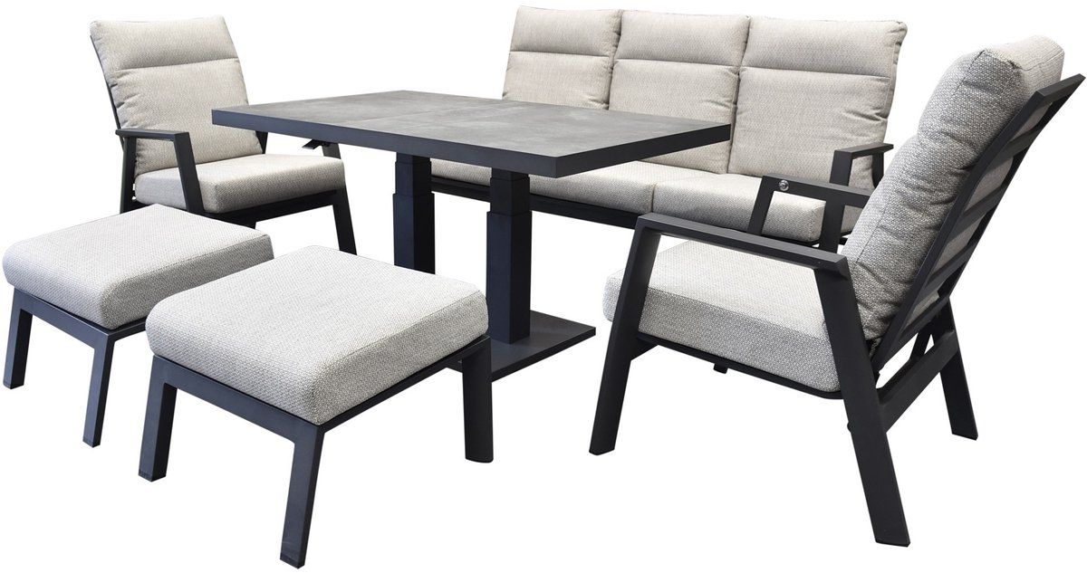 barolo pacific stoel bank dining loungeset 6 delig verstelbaar antraciet