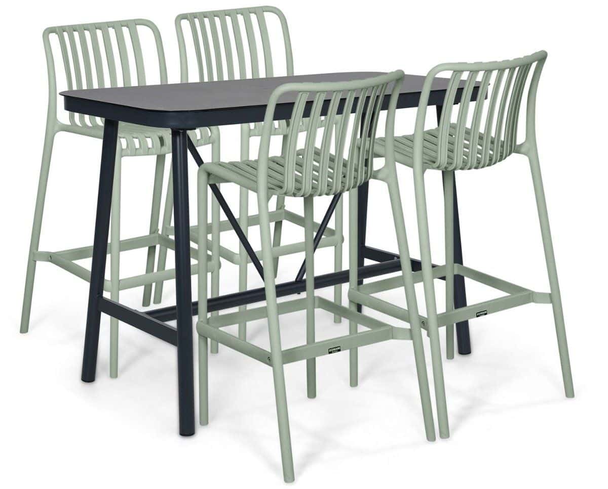barset 4 personen 150 cm kunststof grijs domani furniture alba/tavano