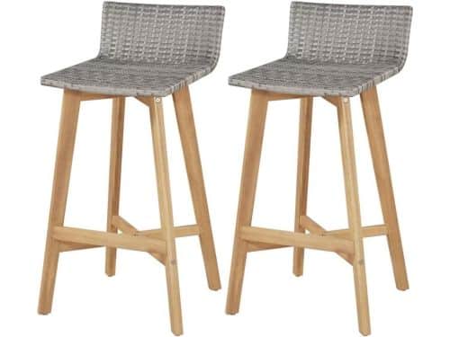 Barstoelen Hout Rotan - Barkrukken Set - Buiten Zitten