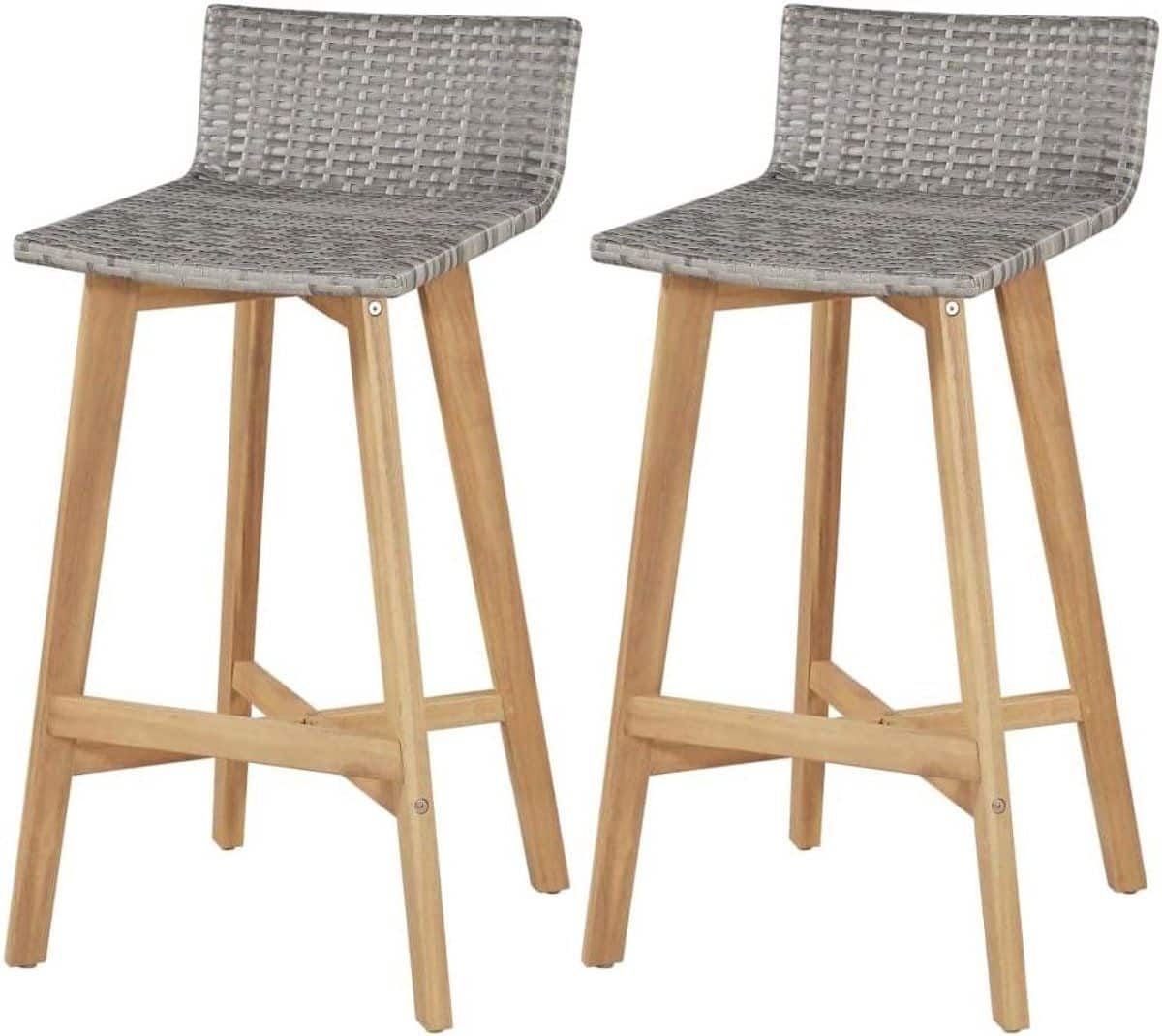 barstoelen hout rotan barkrukken set buiten zitten