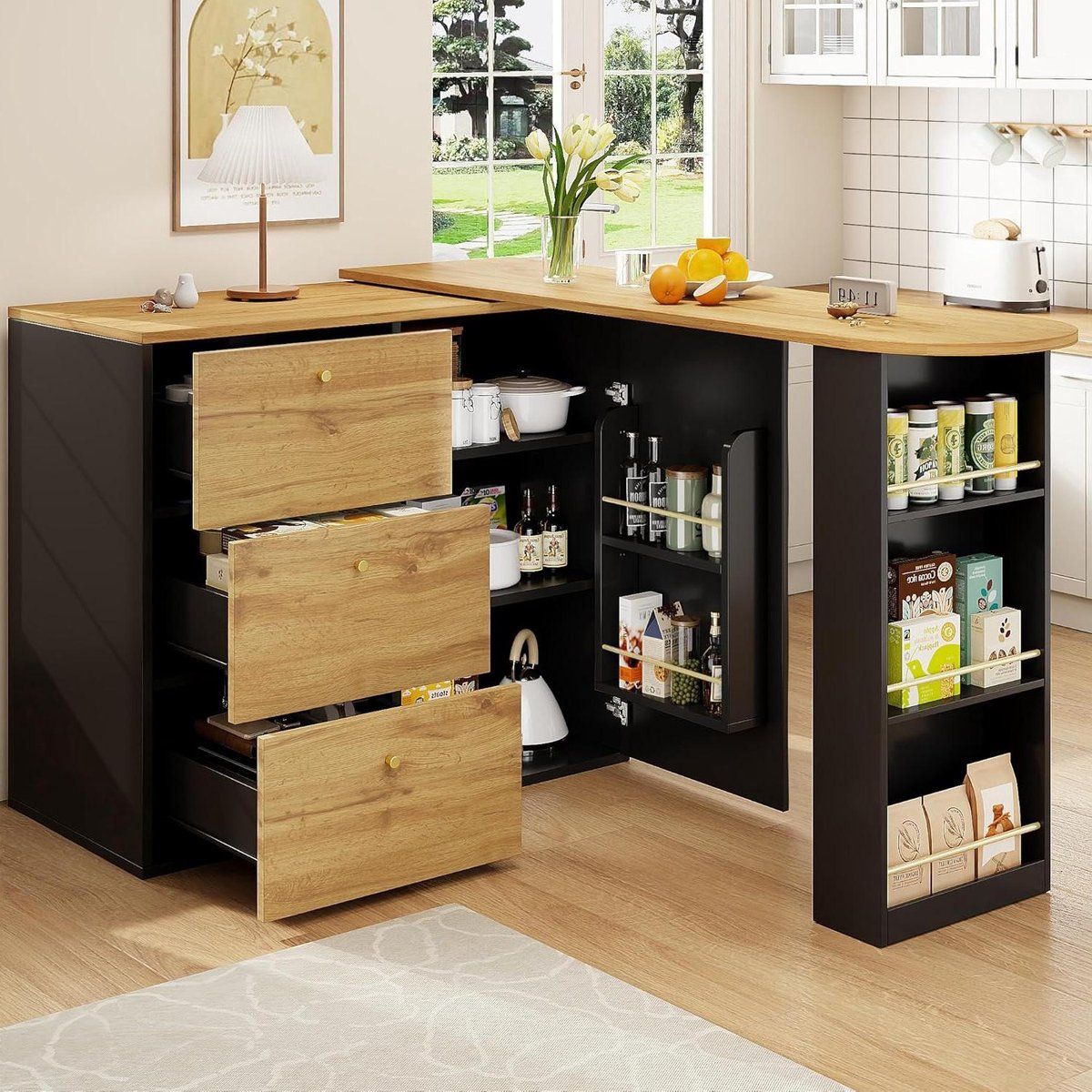 bartafel met opbergruimte keukeneiland hoge tafel flexibel wonen
