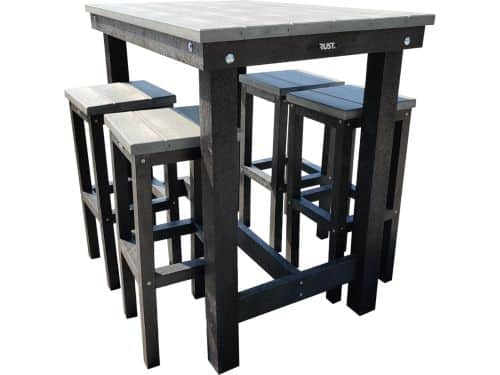 Bartafel voor 4 personen - Grijs/zwart Massief recycle kunststof
