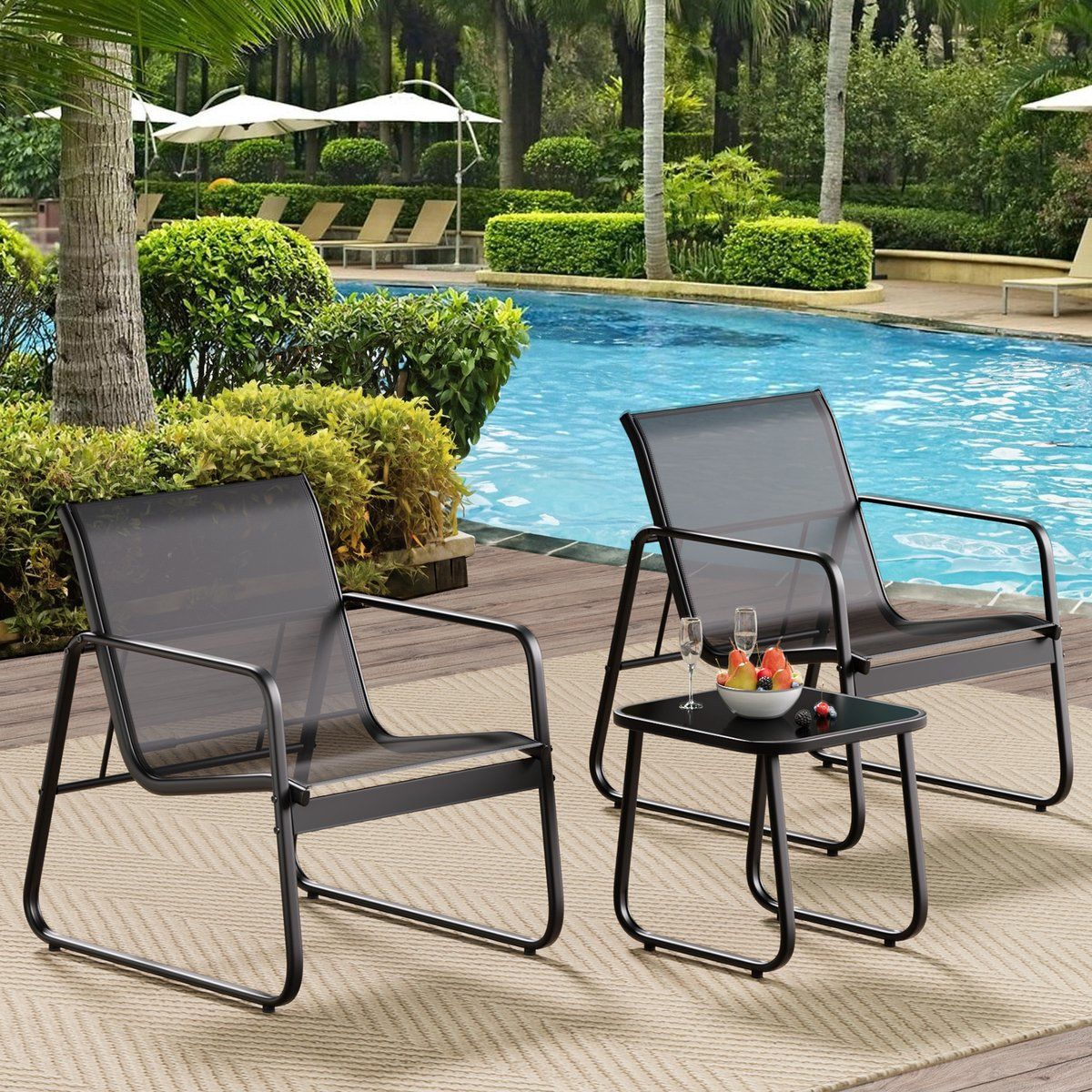 bealife wr150 diningset, 3 delige balkonset, 3 delige bistroset van textilene stof