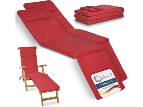 Beautissu 2x Lounger Cushion Garden Cushion for Deckchair 175x45x5cm LoftLux