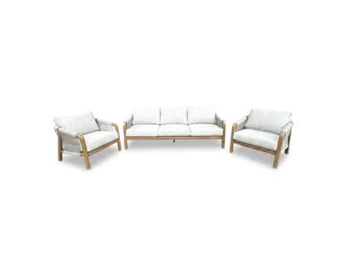 Bellagio stoel-bank loungeset | touw + aluminium | beige | 3-delig