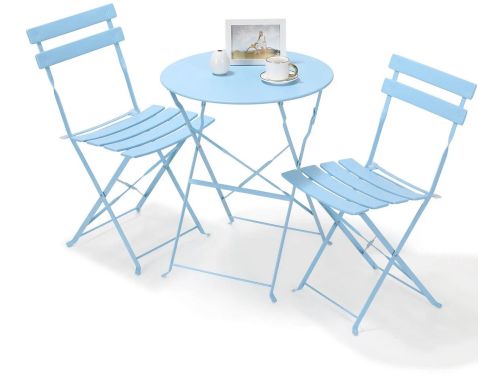 Betaalbare Goederen® bistroset 2 persoons - lichtblauw - bistro set
