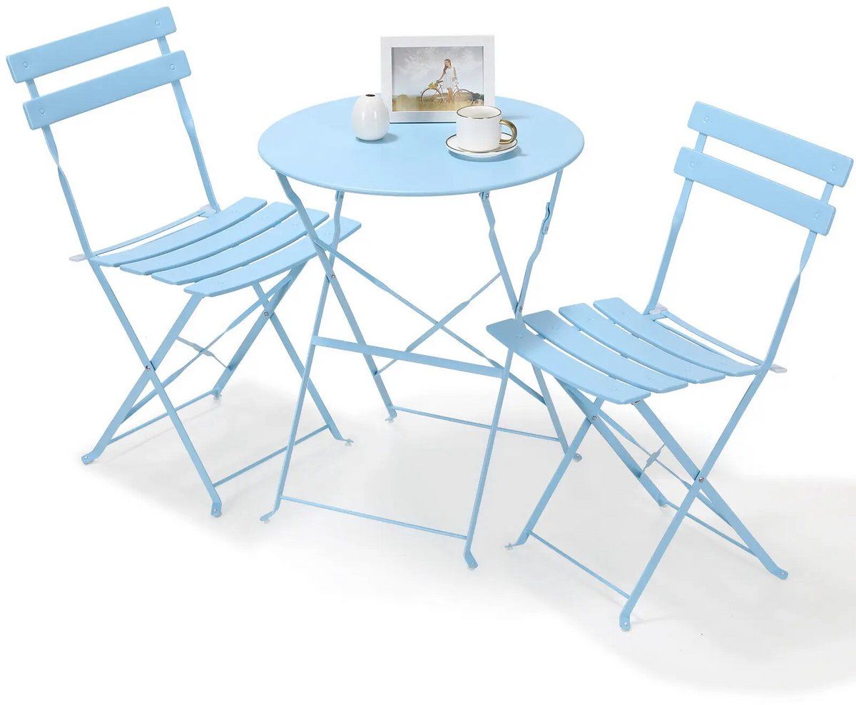 betaalbare goederen® bistroset 2 persoons lichtblauw bistro set