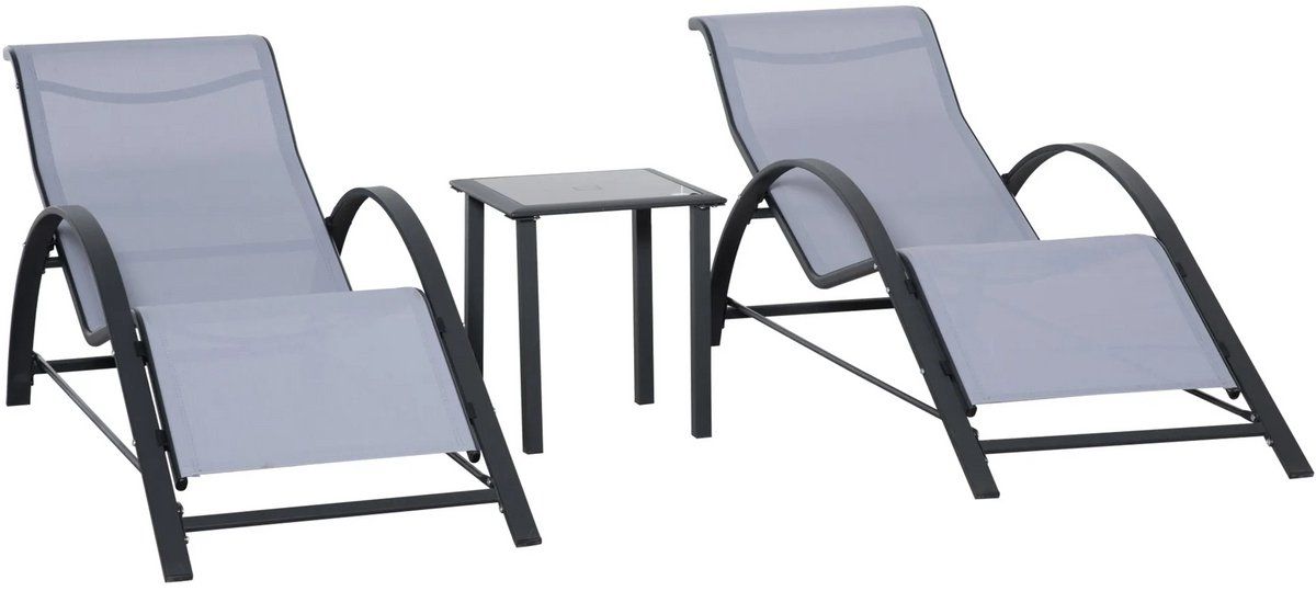 betaalbare goederen® tuinstoel 2 stoelen met tafeltje grijs