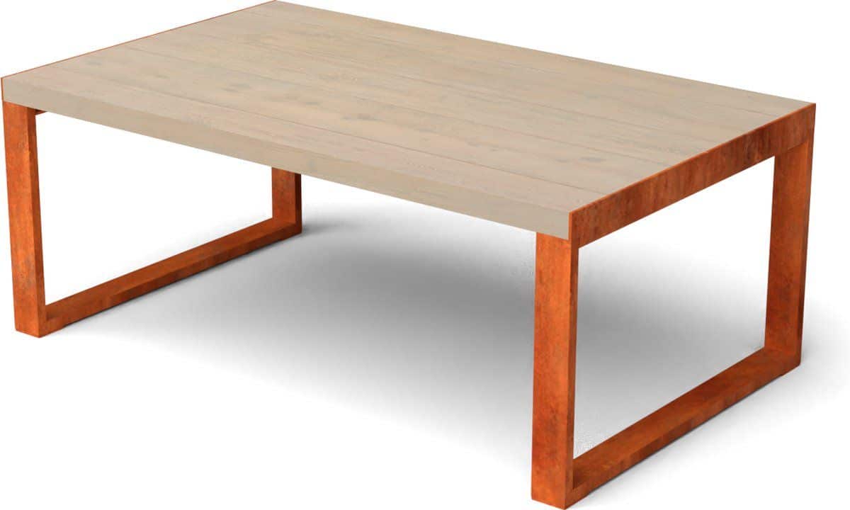 bidru bijzettafel cortenstaal met hout 1150x700x450 mm