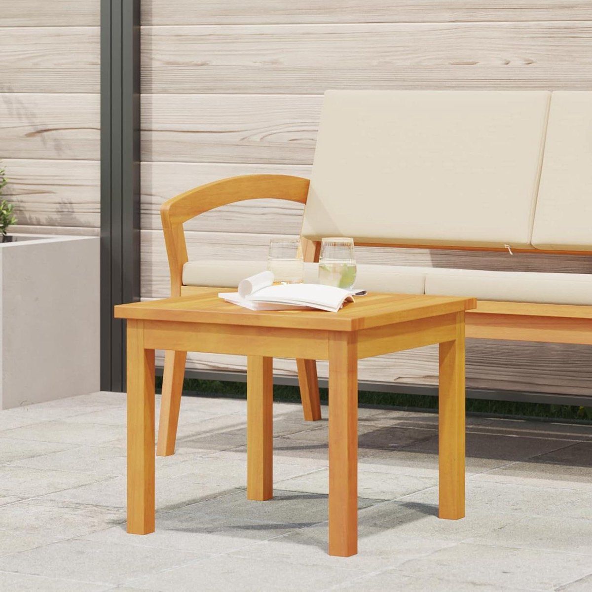 bijzettafel massief hout terrastafel balkontafel buiten gebruik