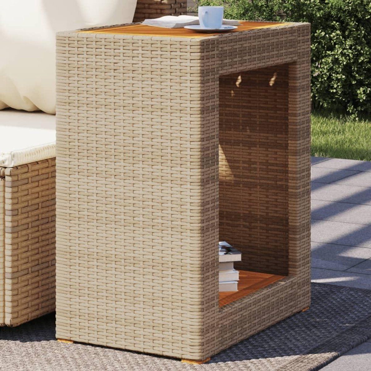 bijzettafel tuin balkontafel plantenstandaard buiten zitten polyrotan