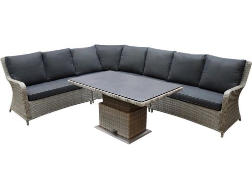 Bilbao dining hoek loungeset 9 delig grijs verstelbare tafel