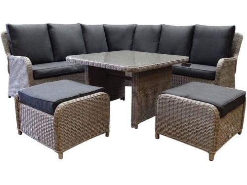Bilbao hoek dining loungeset 6 delig grijs