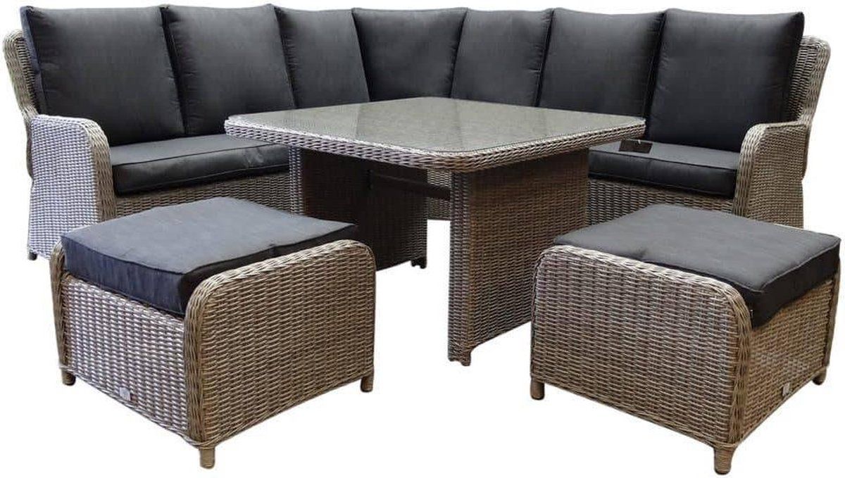 bilbao hoek dining loungeset 6 delig grijs
