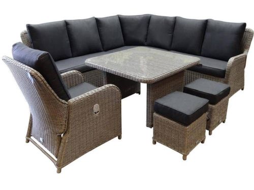 Bilbao hoek dining loungeset 7 delig grijs