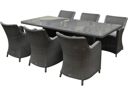 Bilbao Menorca dining tuinset 220x100xH77 cm 7 delig antraciet