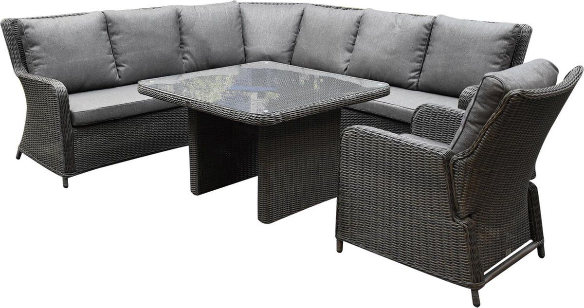 bilbao premium dining hoek loungeset 5 delig antraciet wicker
