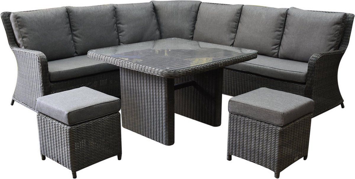 bilbao premium dining hoek loungeset 6 delig antraciet wicker