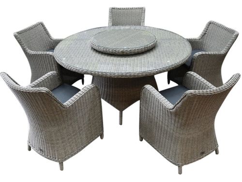 Bilbao Riccione dining tuinset 150 cm rond 7-delig grijs