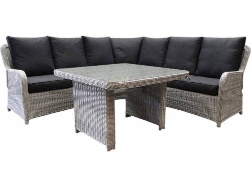 Bilbao XL hoek dining loungeset verstelbaar 4-delig grijs