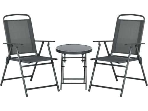 Bistro-Set 3-teilig aus Metall Wetterfest Gartenmöbel Set mit klappbar Glastisch