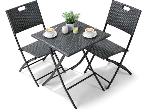 Bistro tuinmeubelset, 3-delig, balkonmeubels, rotan set, 1 klaptafel en 2