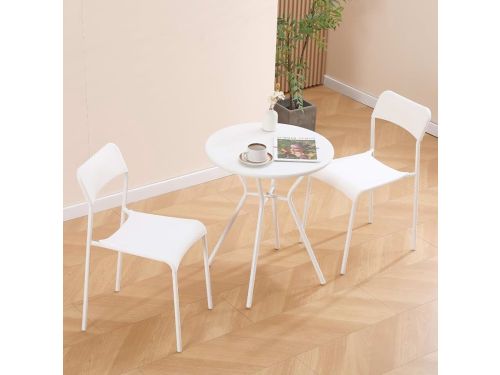 Bistroset 2 personen metaal wit tafel 2 stoelen