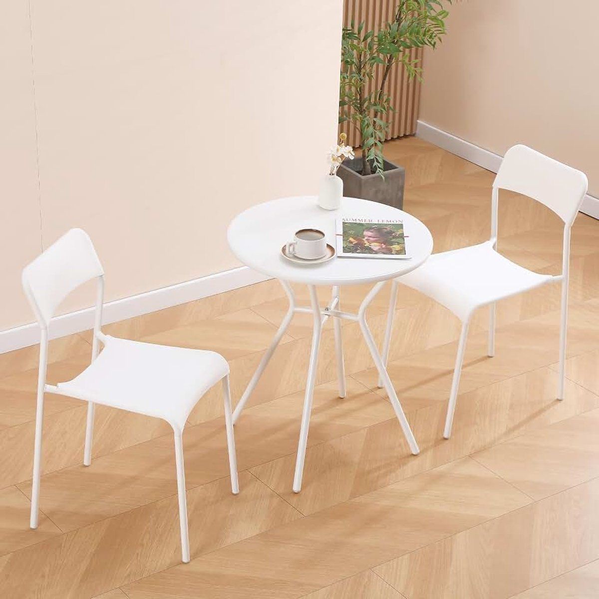 bistroset 2 personen metaal wit tafel 2 stoelen