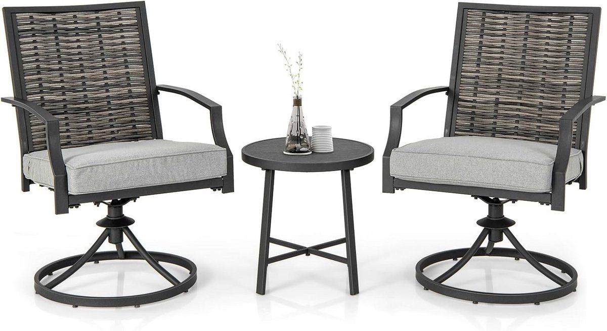 bistroset 2 persoon met draaistoelen en salontafel | terrasmeubelset tuin