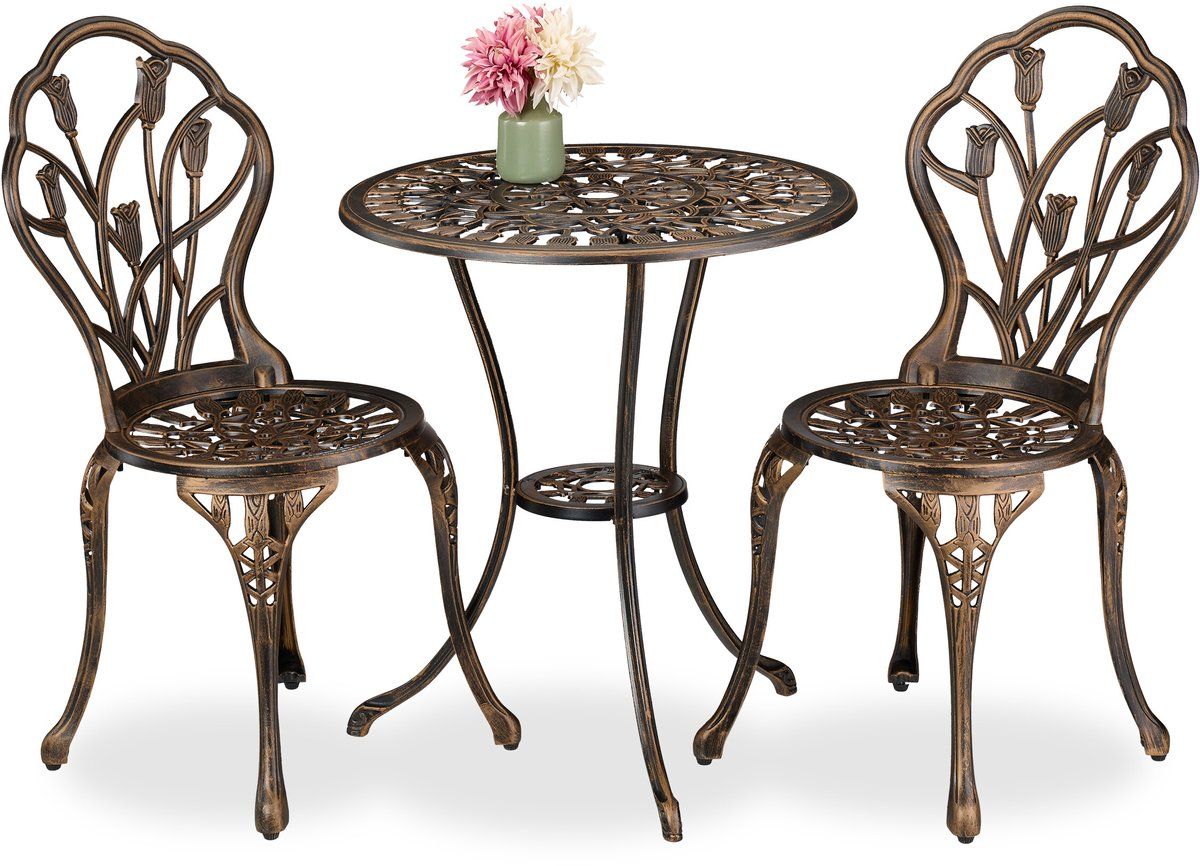 bistroset 2 persoons tafel en 2 stoelen gegoten