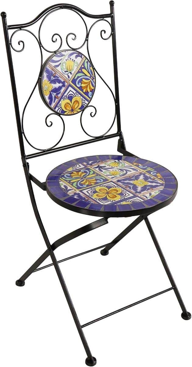 bistroset 3 delig 60x60x75 cm met mozaïek design blauw/geel