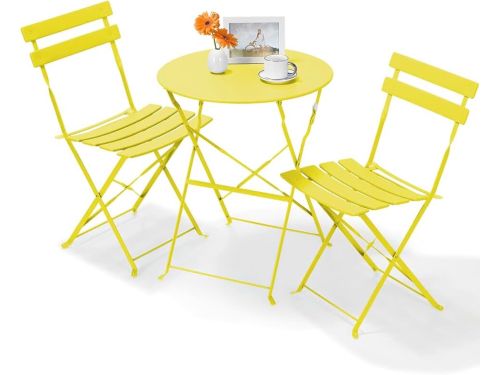 Bistroset 3-Delig, Bistroset met 2 Klapstoelen, Balkonmeubelset, Bistrotafel en Tuinstoelen