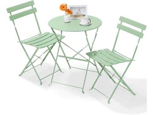 Bistroset 3-Delig, Bistroset met 2 Klapstoelen, Balkonmeubelset, Bistrotafel en Tuinstoelen