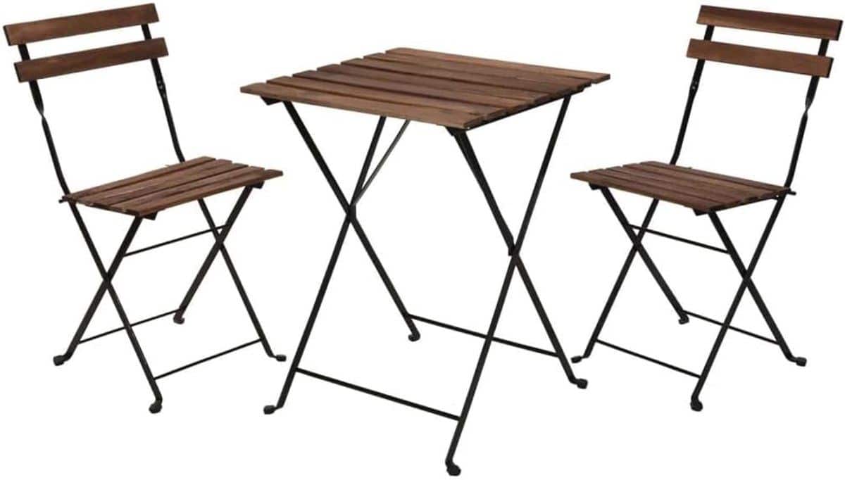 bistroset 3 delig hout metaal buiten zitten stevig