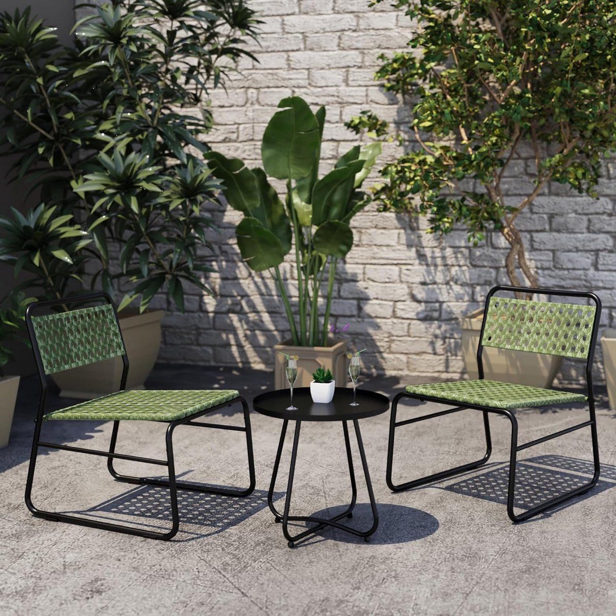 bistroset 3 delig met 2 stoelen en tafel balkonset buitenstaal