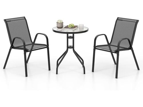 Bistroset 3-delig, Ø60cm bistrotafel met 2 stoelen stapelbaar