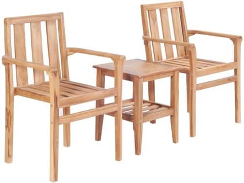 Bistroset 3-delig - Tuinmeubelset - Gezellig buiten zitten - Massief
