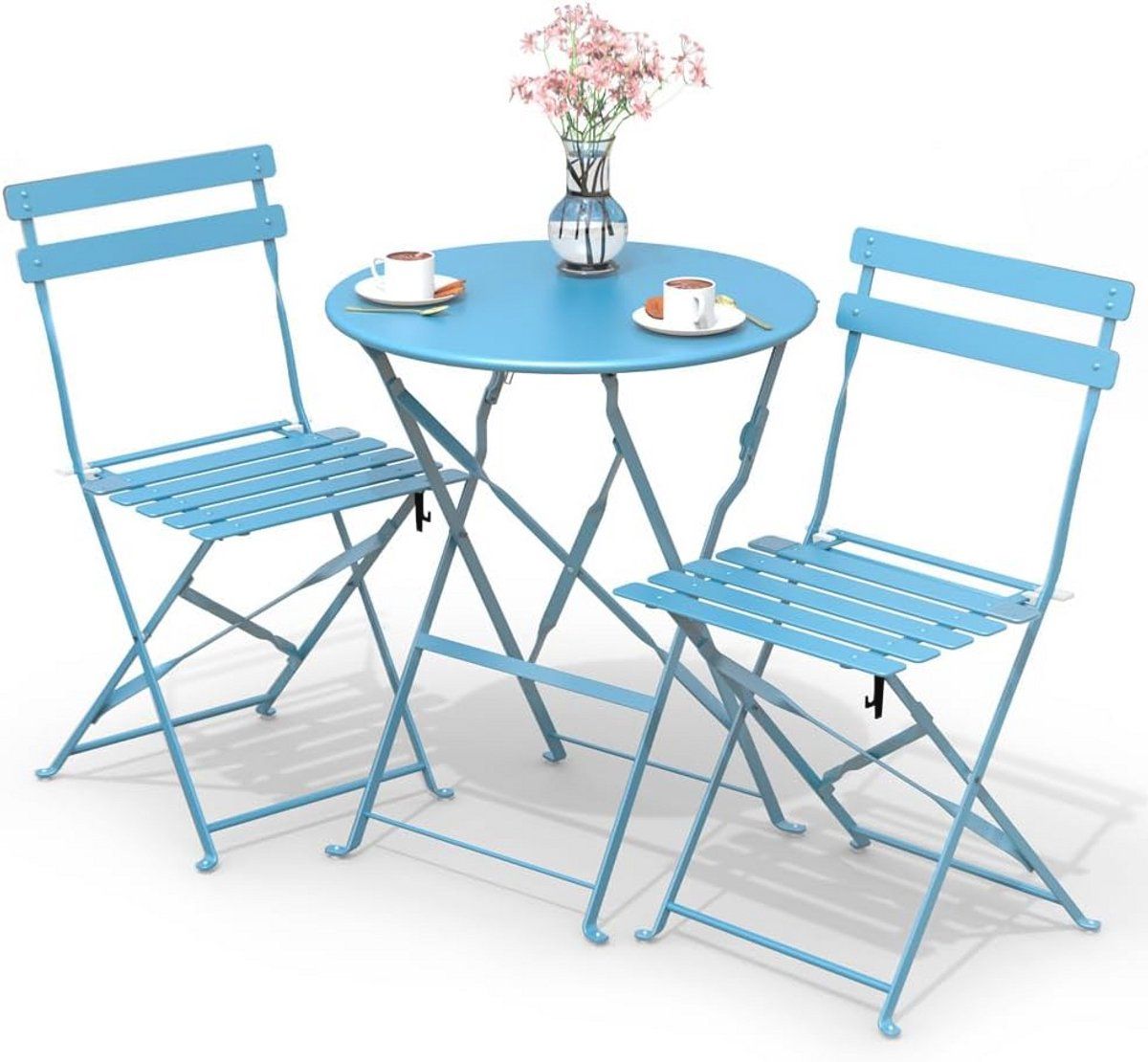bistroset 3 delig voor buiten met tafel en 2 klapstoelen