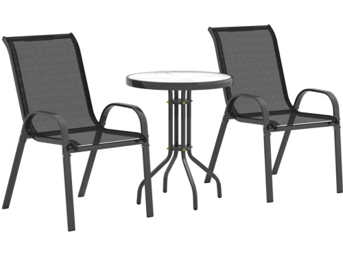 Bistroset - 3-Delige Tuinset Met 2 Stapelbare Stoelen En Ronde