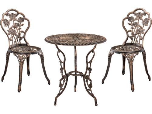 Bistroset balkonset gietijzer tuintafel 2 tuinstoelen bronskleurig